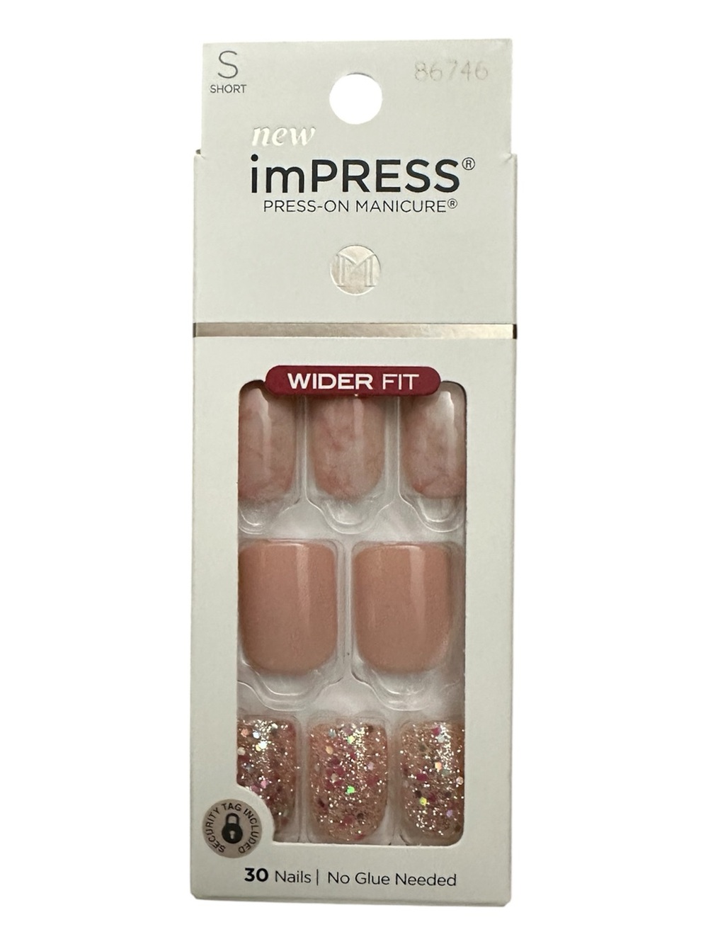 imPRESS Pink Glitter Wider Fit Press-On Manicure Nails